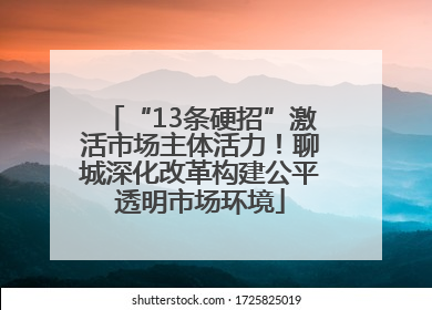 “13条硬招”激活市场主体活力！聊城深化改革构建公平透明市场环境