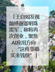 王自如发视频感谢董明珠雷军，称将再次创业，聚焦AI应用方向，“这件事确实来钱快”