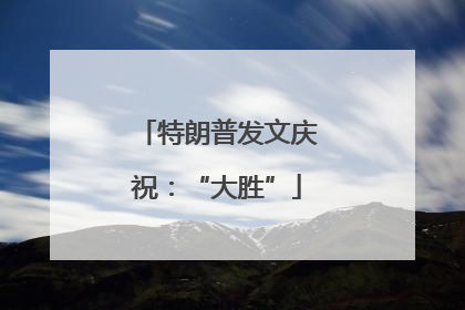 特朗普发文庆祝：“大胜”