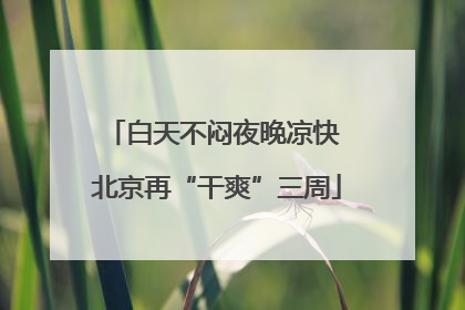 白天不闷夜晚凉快 北京再“干爽”三周