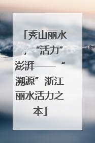 秀山丽水，“活力”澎湃——“溯源”浙江丽水活力之本
