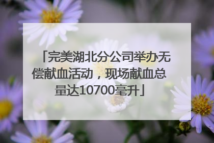 完美湖北分公司举办无偿献血活动，现场献血总量达10700毫升
