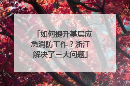 如何提升基层应急消防工作？浙江解决了三大问题