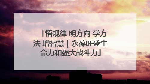 悟规律 明方向 学方法 增智慧｜永葆旺盛生命力和强大战斗力