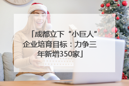 成都立下“小巨人”企业培育目标：力争三年新增350家