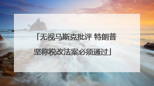 无视马斯克批评 特朗普坚称税改法案必须通过