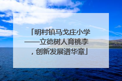 明村镇马戈庄小学——立德树人育桃李，创新发展谱华章