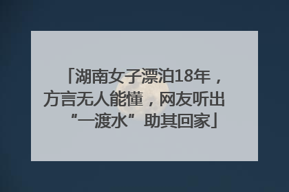 湖南女子漂泊18年，方言无人能懂，网友听出“一渡水”助其回家