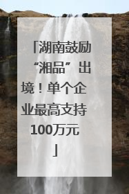 湖南鼓励“湘品”出境！单个企业最高支持100万元