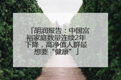 胡润报告：中国富裕家庭数量连续2年下降，高净值人群最想要“健康”