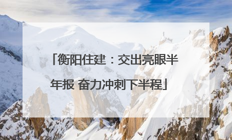 衡阳住建：交出亮眼半年报 奋力冲刺下半程
