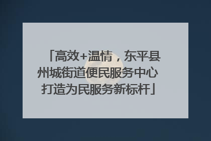 高效+温情，东平县州城街道便民服务中心打造为民服务新标杆