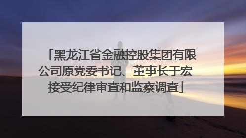 黑龙江省金融控股集团有限公司原党委书记、董事长于宏接受纪律审查和监察调查